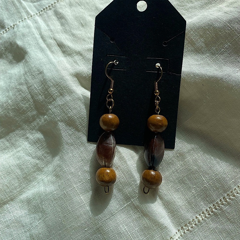 Elegant Brown Beaded Earrings